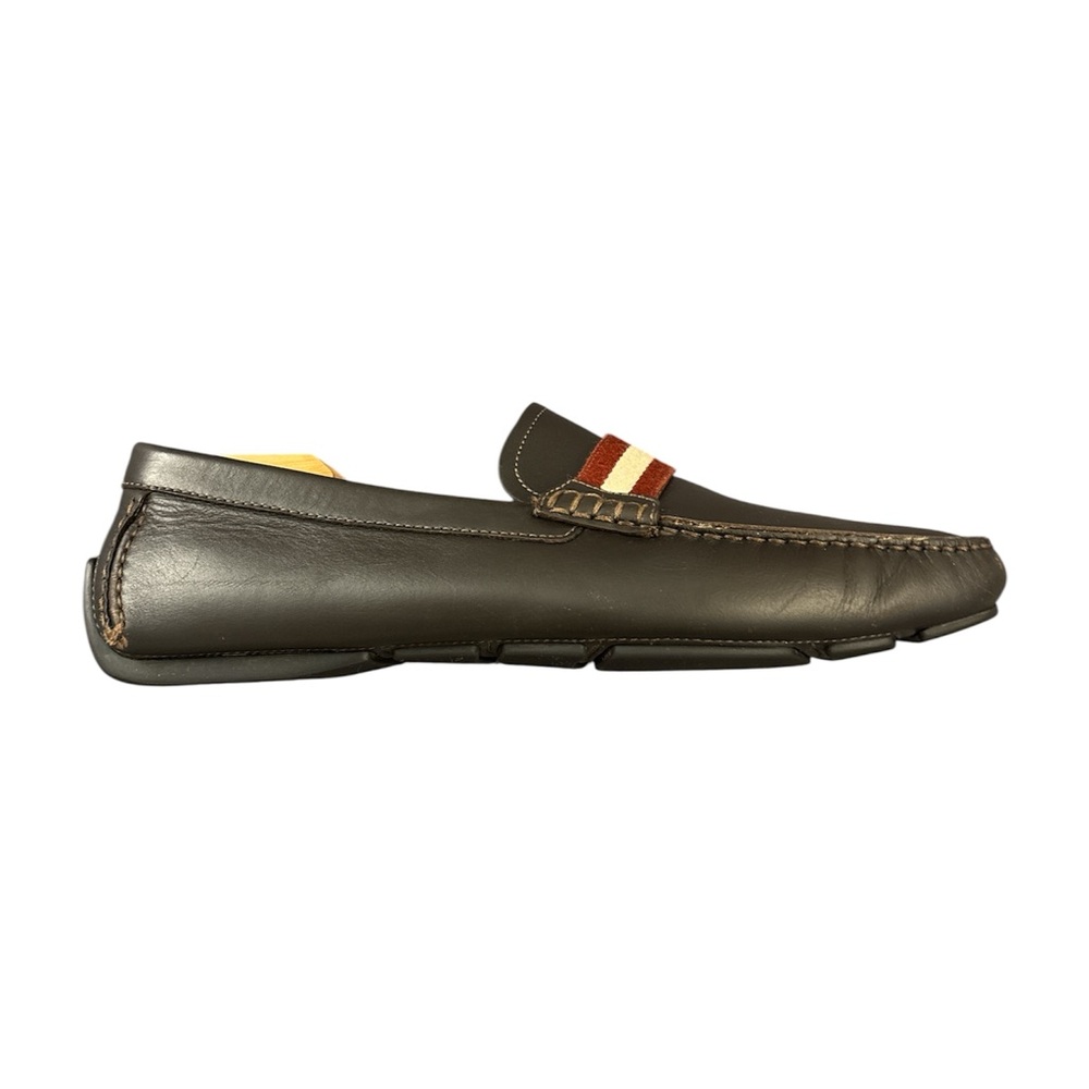 Bally Black Leather Loafers with Red Stripes - Picture 6 of 14